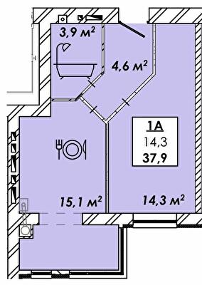 1-кімнатна 37.9 м² в ЖК Рідний дім від 17 500 грн/м², Черкаси