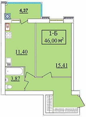 1-комнатная 46 м² в ЖК Комфортный от 15 200 грн/м², Чернигов