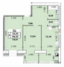 2-кімнатна 66.54 м² в ЖК Масани Лісовий від 16 200 грн/м², Чернігів