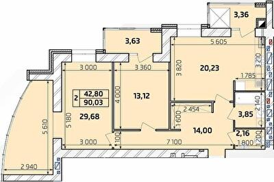 2-кімнатна 90.03 м² в ЖК Масани Панорама від 16 500 грн/м², Чернігів