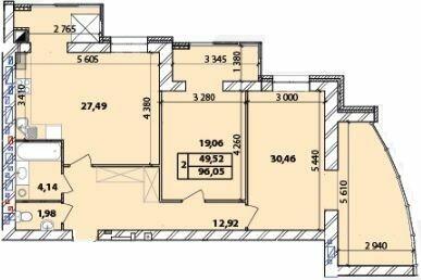 2-комнатная 96.05 м² в ЖК Масаны Панорама от 16 500 грн/м², Чернигов