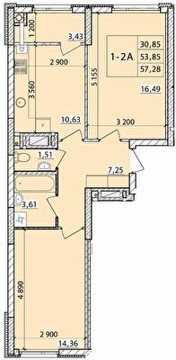 2-комнатная 57.28 м² в ЖК Масаны Сити от 16 900 грн/м², Чернигов