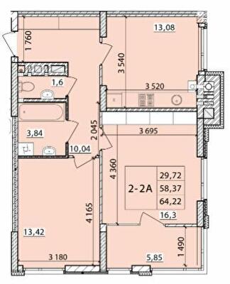 2-комнатная 64.22 м² в ЖК Масаны Сити от 16 900 грн/м², Чернигов