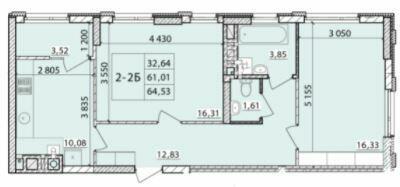 2-комнатная 64.53 м² в ЖК Масаны Сити от 16 900 грн/м², Чернигов