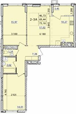 2-комнатная 73.16 м² в ЖК Масаны Сити от 16 900 грн/м², Чернигов