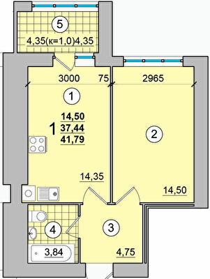 1-комнатная 41.79 м² в ЖК на Масанах от 13 900 грн/м², Чернигов