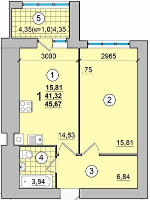 1-комнатная 45.67 м² в ЖК на Масанах от 13 900 грн/м², Чернигов