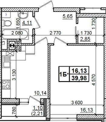 1-комнатная 39.98 м² в ЖК Оазис Буковини от 12 900 грн/м², Черновцы