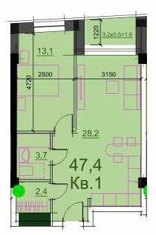 1-кімнатна 49 м² в ЖК Loft White від 36 050 грн/м², Дніпро