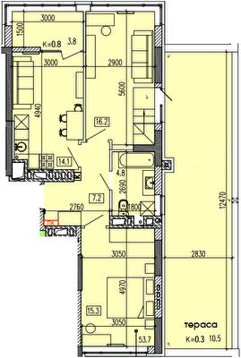 2-кімнатна 72.8 м² в ЖК Затишний-2 від 23 000 грн/м², Дніпро