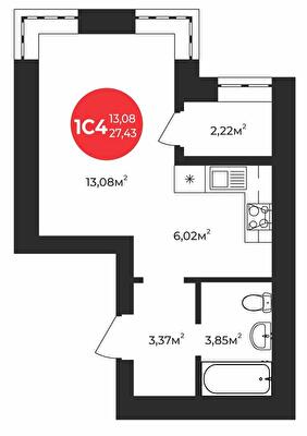 1-кімнатна 27.43 м² в ЖК Молодість від 23 800 грн/м², м. Ірпінь