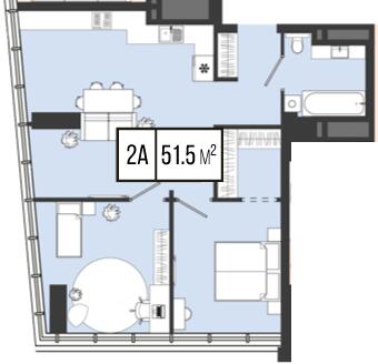 2-комнатная 51.5 м² в ЖК Mont Blan от 31 300 грн/м², Днепр