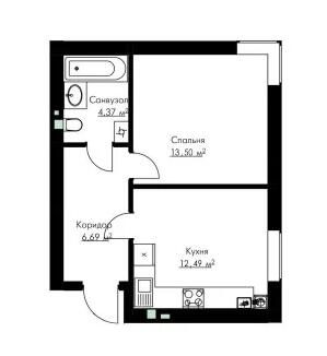 1-комнатная 37.05 м² в ЖК Cherry House 3 от 16 000 грн/м², пгт Гостомель