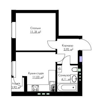 1-кімнатна 31.29 м² в ЖК Cherry House 3 від 16 000 грн/м², смт Гостомель