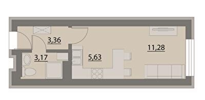 Студия 23.44 м² в Апарт-комплекс X-point от 21 500 грн/м², Киев
