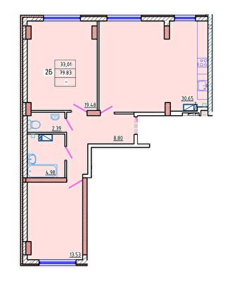 3-кімнатна 79.83 м² в ЖК Кольоровий бульвар від 16 700 грн/м², м. Чорноморск