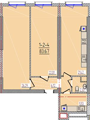 2-кімнатна 83.67 м² в ЖК KADORR City від 22 900 грн/м², Одеса