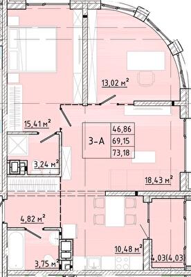 3-комнатная 73.18 м² в ЖК Modern от 28 400 грн/м², Одесса