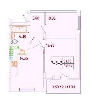 2-комнатная 49.43 м² в ЖК Smart City от 24 050 грн/м², с. Крыжановка