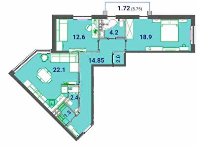 2-комнатная 80.07 м² в ЖК SunCity от 21 500 грн/м², Одесса