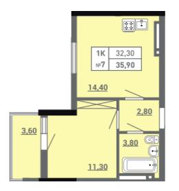 1-комнатная 35.9 м² в ЖК Акварель-3 от 26 250 грн/м², Одесса