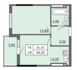 1-комнатная 38.2 м² в ЖК Акварель-3 от 26 250 грн/м², Одесса