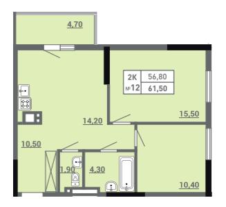 2-комнатная 61.5 м² в ЖК Акварель-3 от 23 550 грн/м², Одесса