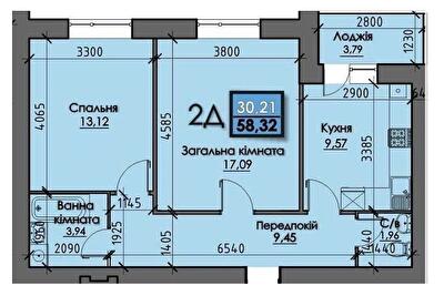 2-комнатная 58.32 м² в ЖК SANTORINI от 18 000 грн/м², Сумы