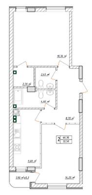 2-комнатная 66.5 м² в ЖК Дом на Маланова от 36 050 грн/м², Одесса