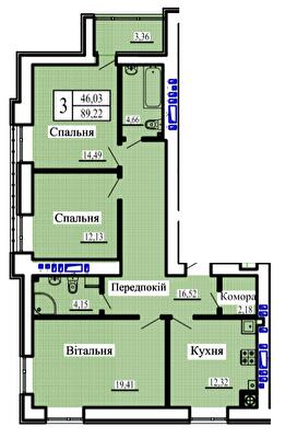 3-кімнатна 89.22 м² в ЖК Нова Барселона від 15 700 грн/м², м. Ковель