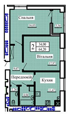 2-кімнатна 64.2 м² в ЖК Нова Барселона від 15 700 грн/м², м. Ковель