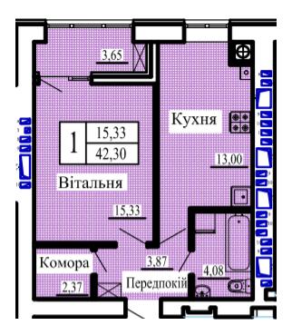 1-комнатная 42.3 м² в ЖК Новая Барселона от 15 700 грн/м², г. Ковель