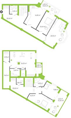 Двухуровневая 185.1 м² в ЖК Оселя Парк от 25 000 грн/м², Луцк