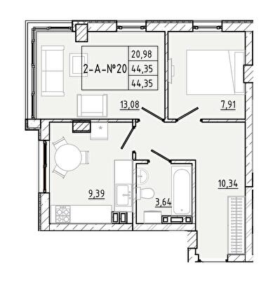 2-кімнатна 44.35 м² в ЖК Приморські Сади від 18 800 грн/м², Одеса