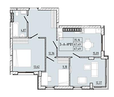 3-комнатная 67.49 м² в ЖК Приморские Сады от 20 500 грн/м², Одесса