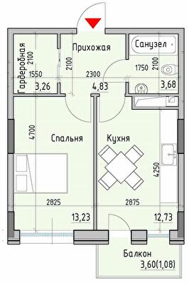 1-комнатная 38.81 м² в ЖК Пространство Eco City (Пространство на Радостной) от 23 850 грн/м², Одесса