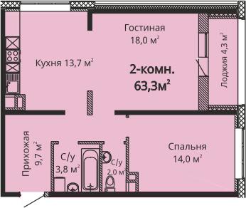 2-кімнатна 63.3 м² в ЖК Скай Сіті від 24 300 грн/м², Одеса