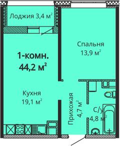 1-кімнатна 44.2 м² в ЖК Скай Сіті від 27 250 грн/м², Одеса