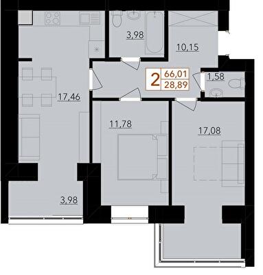 2-кімнатна 66.01 м² в ЖК HARMONY for life від 14 500 грн/м², Хмельницький