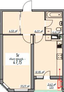 1-комнатная 47.02 м² в ЖК Элегия Парк от 32 100 грн/м², Одесса