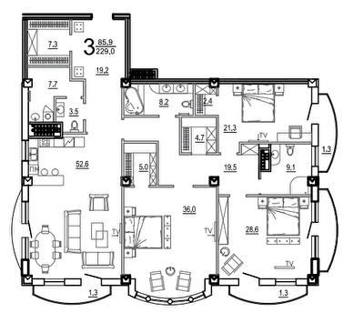 3-кімнатна 229 м² в КБ Biarritz від 53 800 грн/м², Одеса