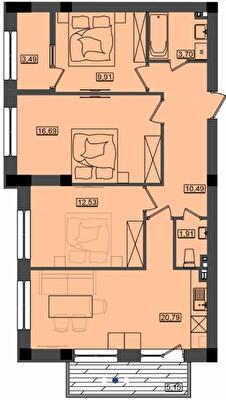 3-кімнатна 82.08 м² в ЖК Дім біля моря Premier від 24 050 грн/м², м. Южне