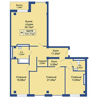 5+ комнат 131.71 м² в ЖК Колумб от 20 800 грн/м², с. Крыжановка