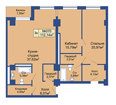 3-кімнатна 112.14 м² в ЖК Колумб від 20 800 грн/м², с. Крижанівка