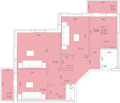 3-кімнатна 83.46 м² в ЖК Акварель-2 від 17 150 грн/м², Одеса