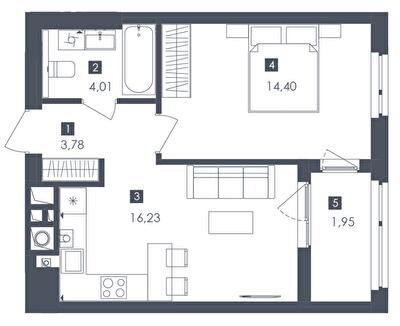 1-кімнатна 40.37 м² в ЖК Safe Town від 36 700 грн/м², Львів