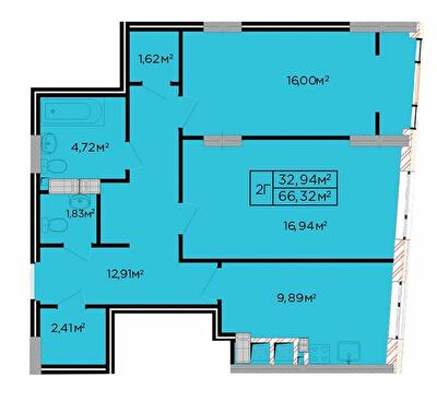 2-комнатная 66.32 м² в ЖК Счастливый от 20 000 грн/м², Львов