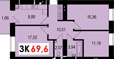 3-комнатная 69.6 м² в ЖК Стожары от 12 500 грн/м², Ивано-Франковск