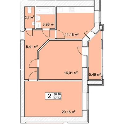 2-комнатная 67.33 м² в ЖК Прага от 14 000 грн/м², г. Староконстантинов