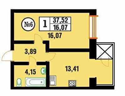 1-комнатная 37.52 м² в ЖК Центральний от 10 700 грн/м², г. Красилов